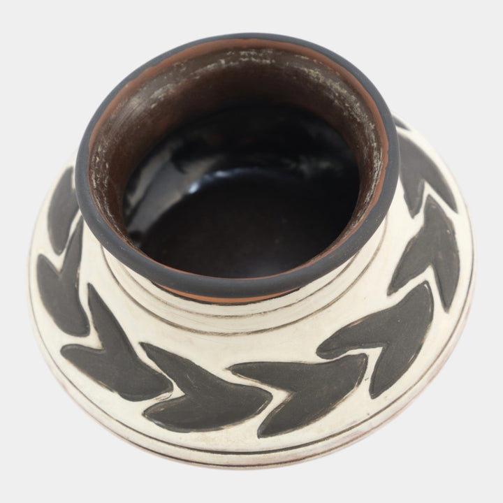 Weller Souevo 1910s Vintage Art Pottery Hand Carved Native American Design Vase