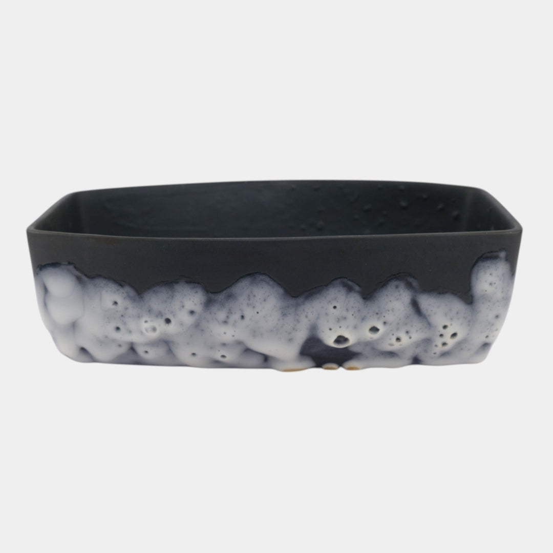 Rookwood Cirrus 1954 Vintage Mid Century Modern Pottery Black Ceramic Console Bowl 7064