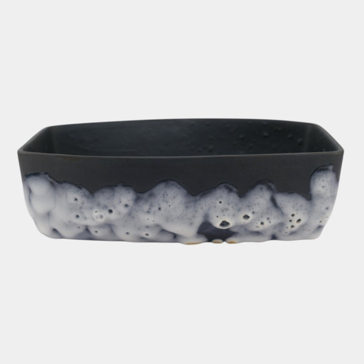 Rookwood Cirrus 1954 Vintage Mid Century Modern Pottery Black Ceramic Console Bowl 7064
