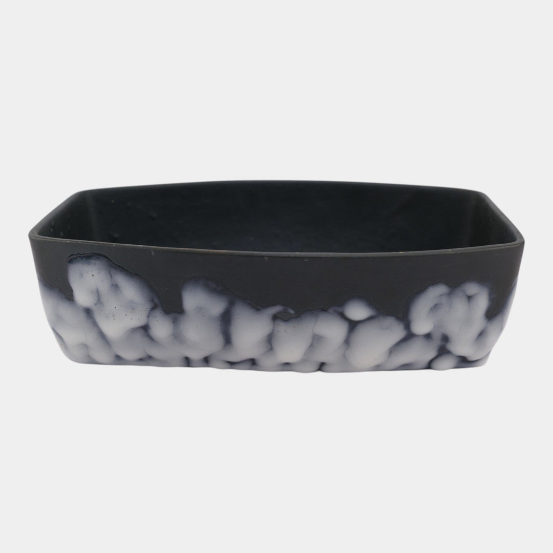 Rookwood Cirrus 1954 Vintage Mid Century Modern Pottery Black Ceramic Console Bowl 7064