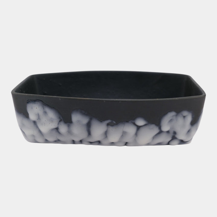 Rookwood Cirrus 1954 Vintage Mid Century Modern Pottery Black Ceramic Console Bowl 7064