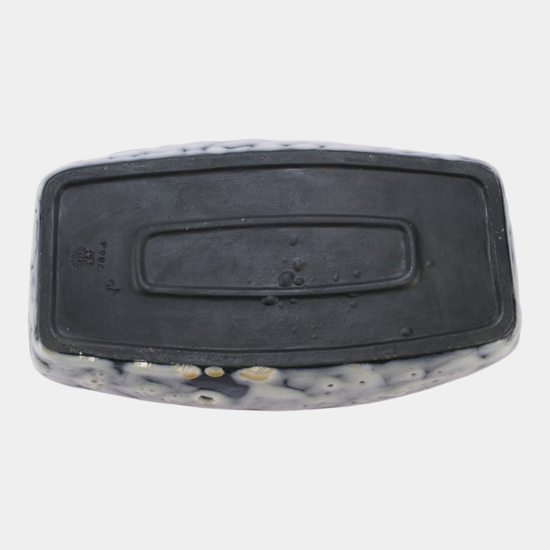 Rookwood Cirrus 1954 Vintage Mid Century Modern Pottery Black Ceramic Console Bowl 7064
