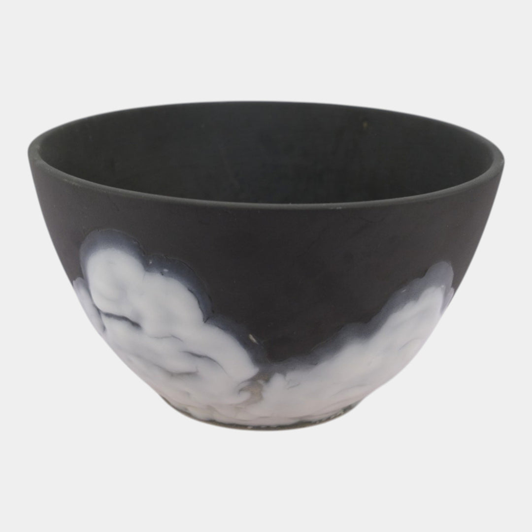 Rookwood Cirrus 1953 Vintage Mid Century Modern Pottery Black White Glazed Ceramic Bowl 7121
