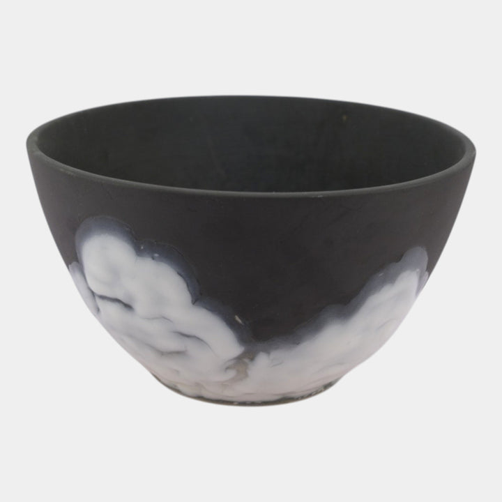 Rookwood Cirrus 1953 Vintage Mid Century Modern Pottery Black White Glazed Ceramic Bowl 7121