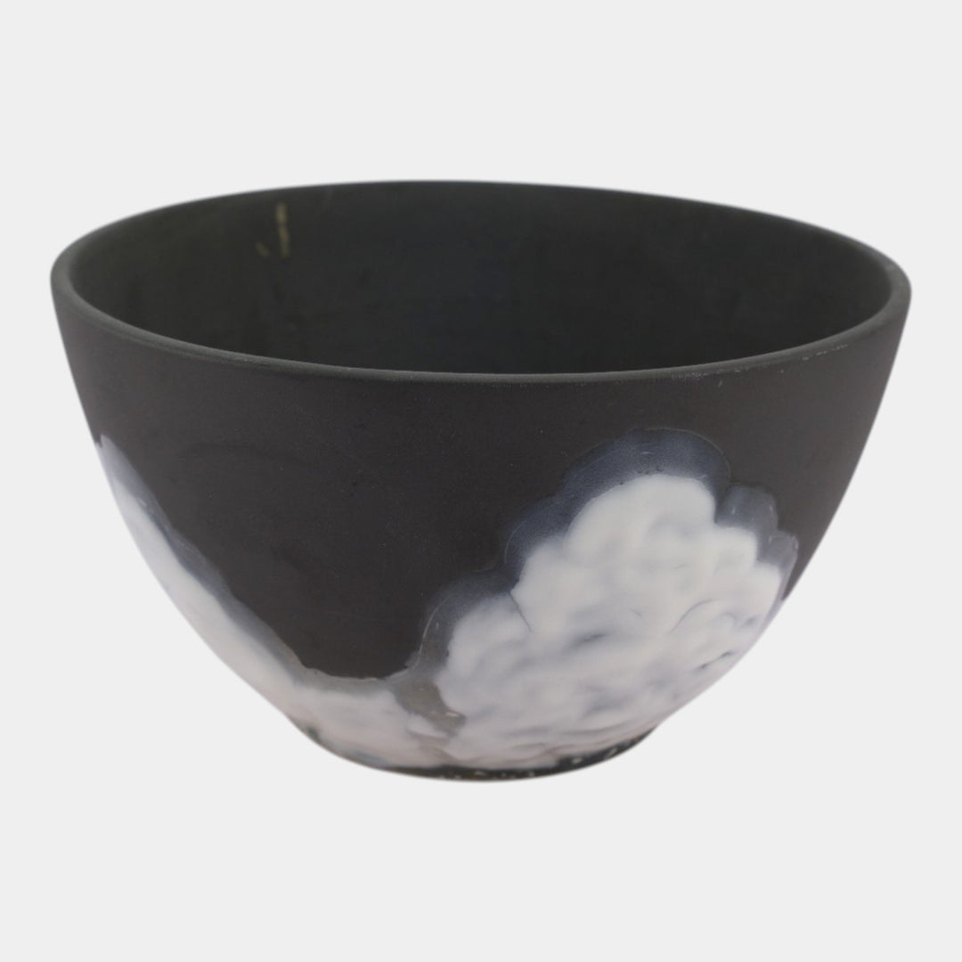 Rookwood Cirrus 1953 Vintage Mid Century Modern Pottery Black White Glazed Ceramic Bowl 7121