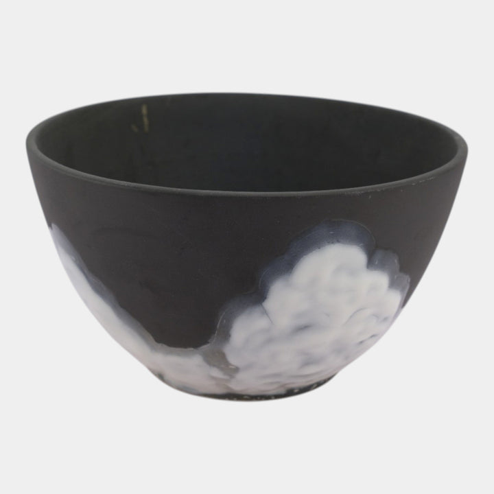 Rookwood Cirrus 1953 Vintage Mid Century Modern Pottery Black White Glazed Ceramic Bowl 7121