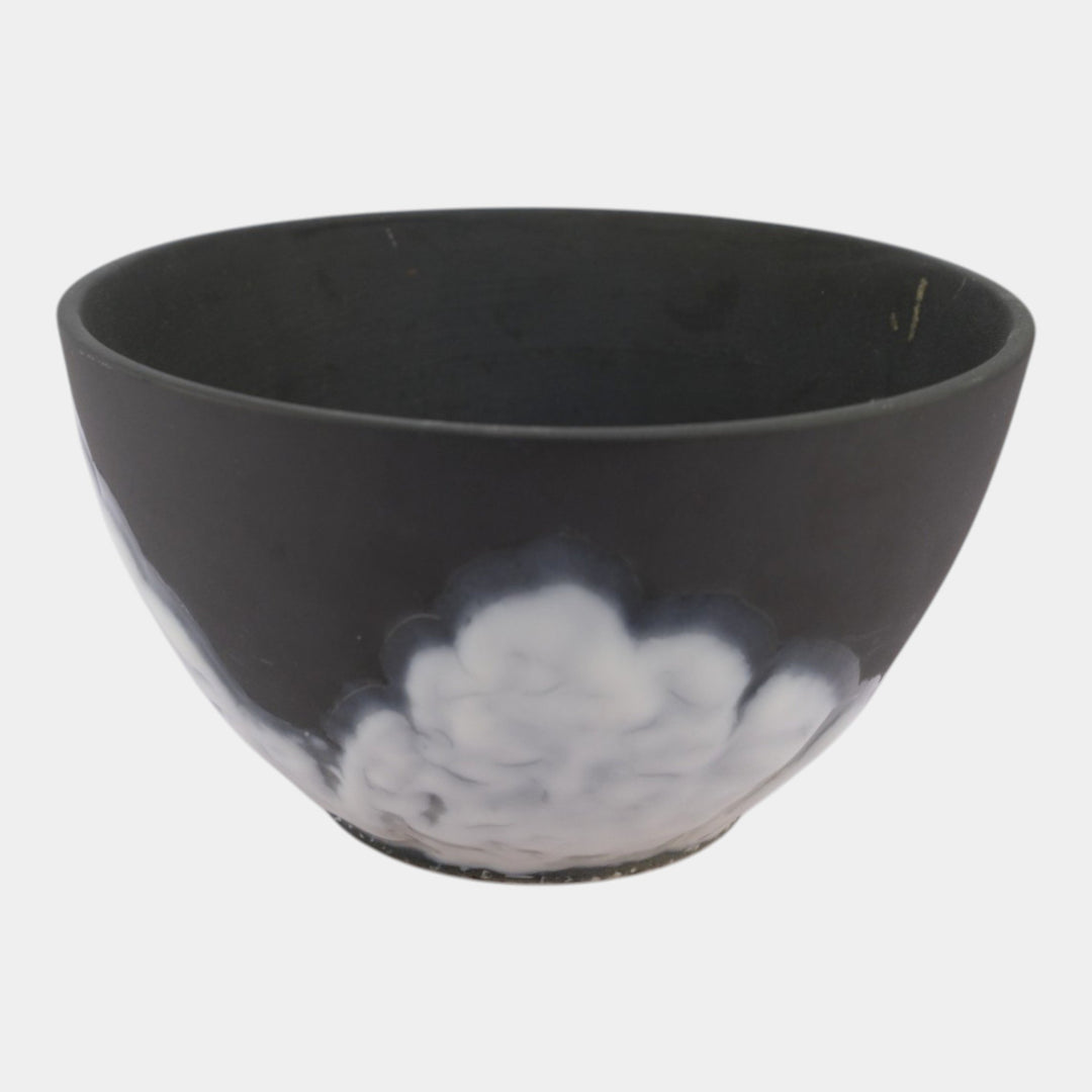 Rookwood Cirrus 1953 Vintage Mid Century Modern Pottery Black White Glazed Ceramic Bowl 7121