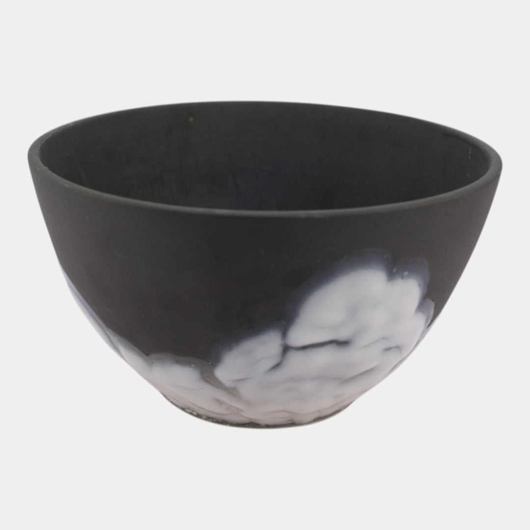 Rookwood Cirrus 1953 Vintage Mid Century Modern Pottery Black White Glazed Ceramic Bowl 7121