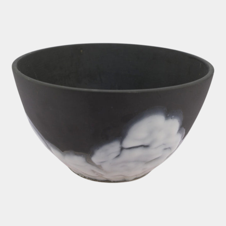 Rookwood Cirrus 1953 Vintage Mid Century Modern Pottery Black White Glazed Ceramic Bowl 7121