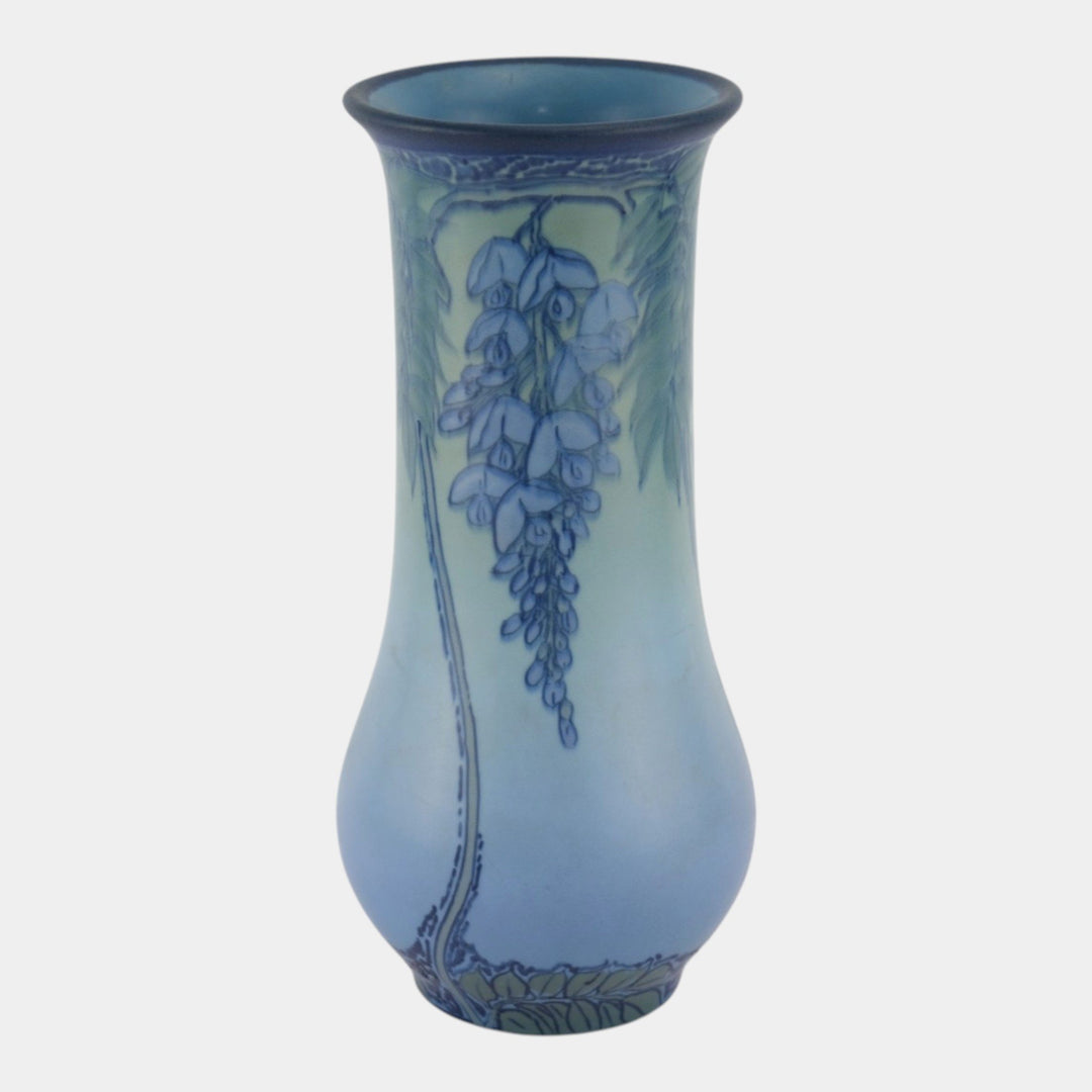 Rookwood 1923 Arts And Crafts Pottery Blue Vellum Wisteria Vase 833 Diers - Just Art Pottery