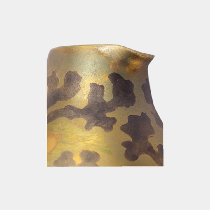 Swastika Keramos 1900s Art Nouveau Pottery Bronze Luster Fish Ceramic Pitcher - Just Art Pottery