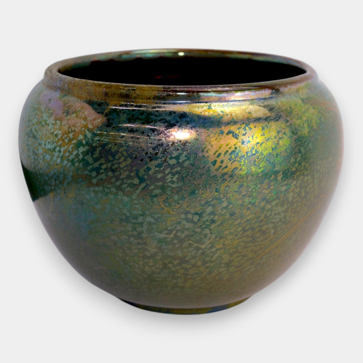 Weller Sicard 1902-07 Art Nouveau Pottery Iridescent Luster Floral Butterfly Ceramic Jardiniere - Just Art Pottery