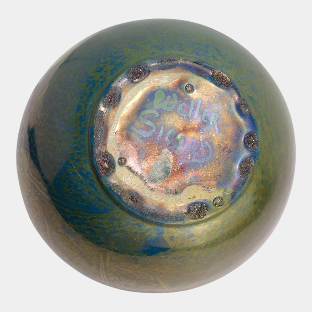 Weller Sicard 1902-07 Art Nouveau Pottery Iridescent Luster Floral Butterfly Ceramic Jardiniere - Just Art Pottery