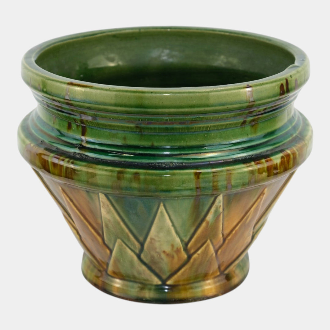 Brush McCoy Blended Majolica Art Deco Art Pottery G V Sunburst Design Planter - Just Art Pottery
