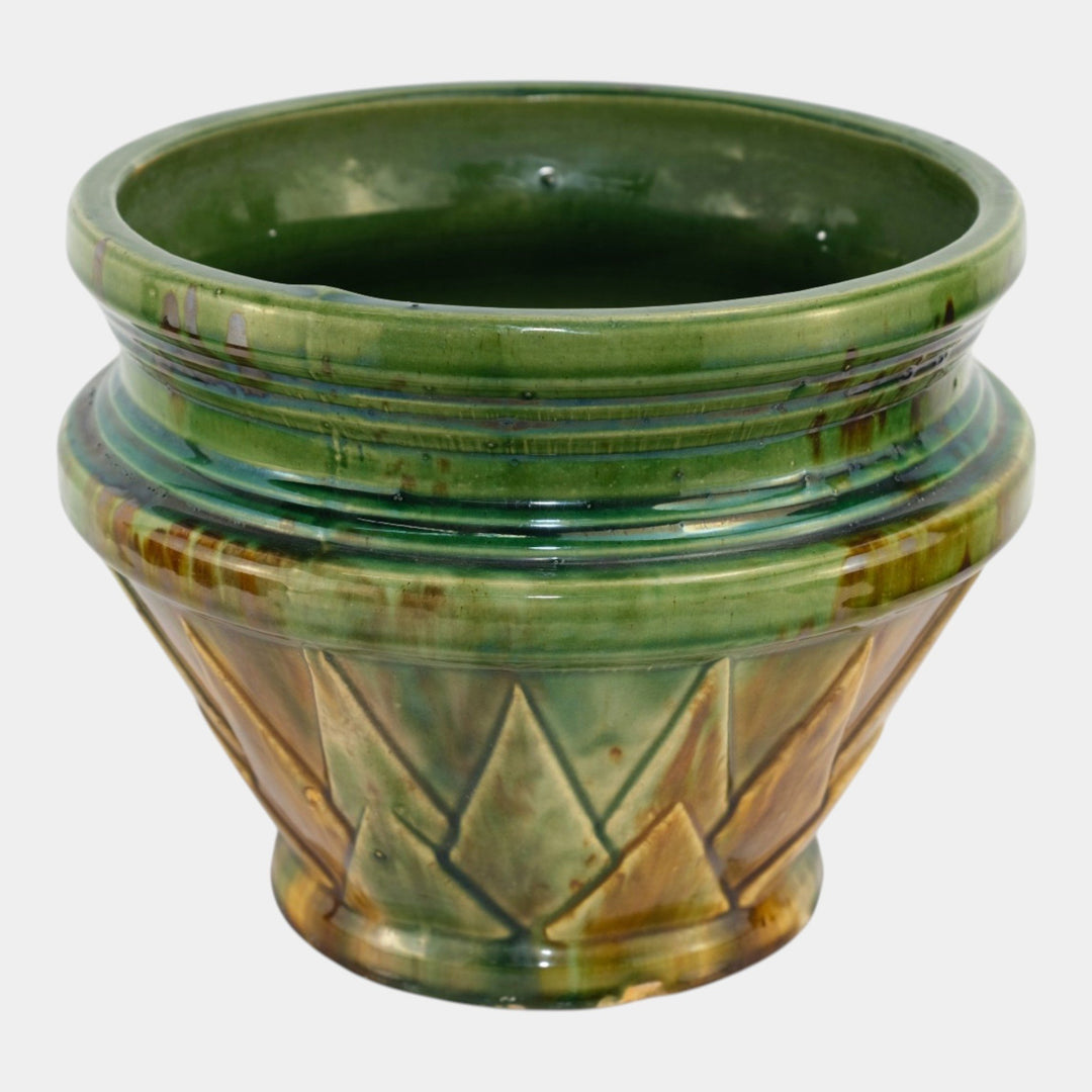 Brush McCoy Blended Majolica Art Deco Art Pottery G V Sunburst Design Planter - Just Art Pottery
