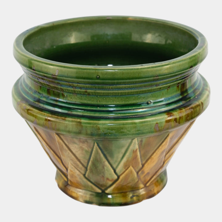 Brush McCoy Blended Majolica Art Deco Art Pottery G V Sunburst Design Planter - Just Art Pottery