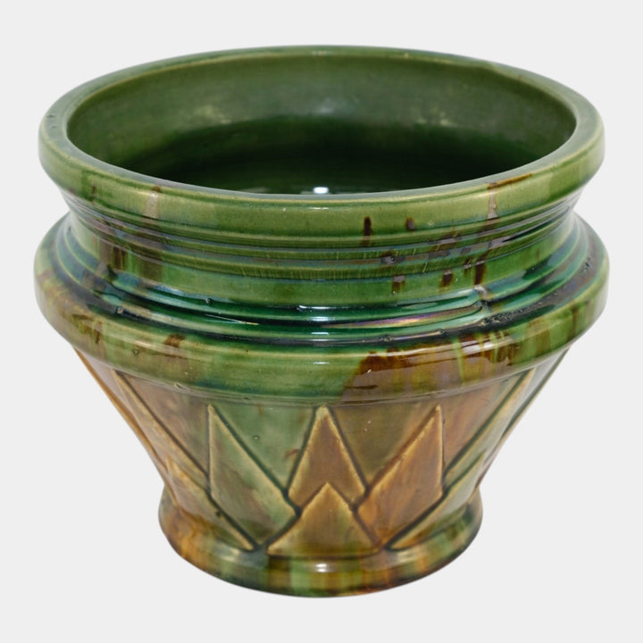 Brush McCoy Blended Majolica Art Deco Art Pottery G V Sunburst Design Planter - Just Art Pottery
