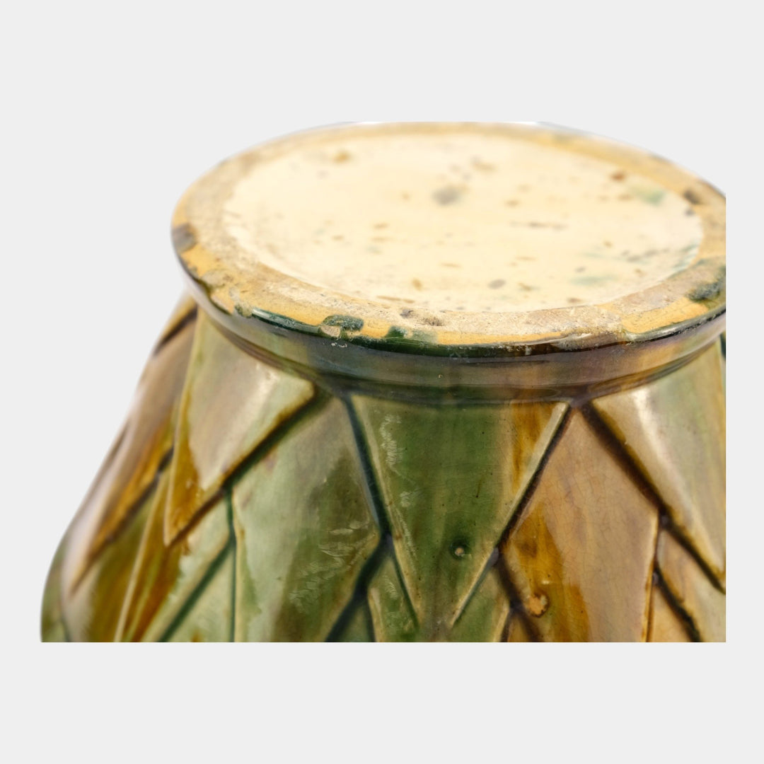 Brush McCoy Blended Majolica Art Deco Art Pottery G V Sunburst Design Planter - Just Art Pottery