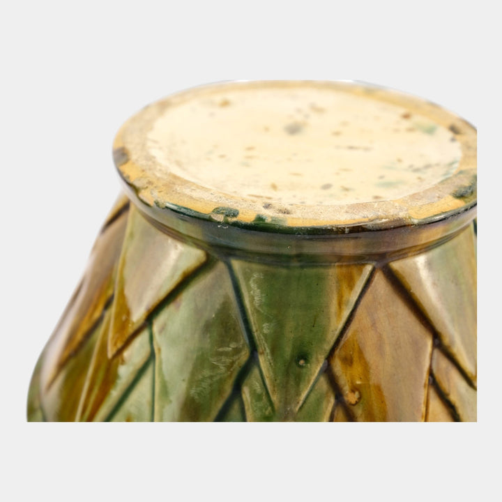 Brush McCoy Blended Majolica Art Deco Art Pottery G V Sunburst Design Planter - Just Art Pottery