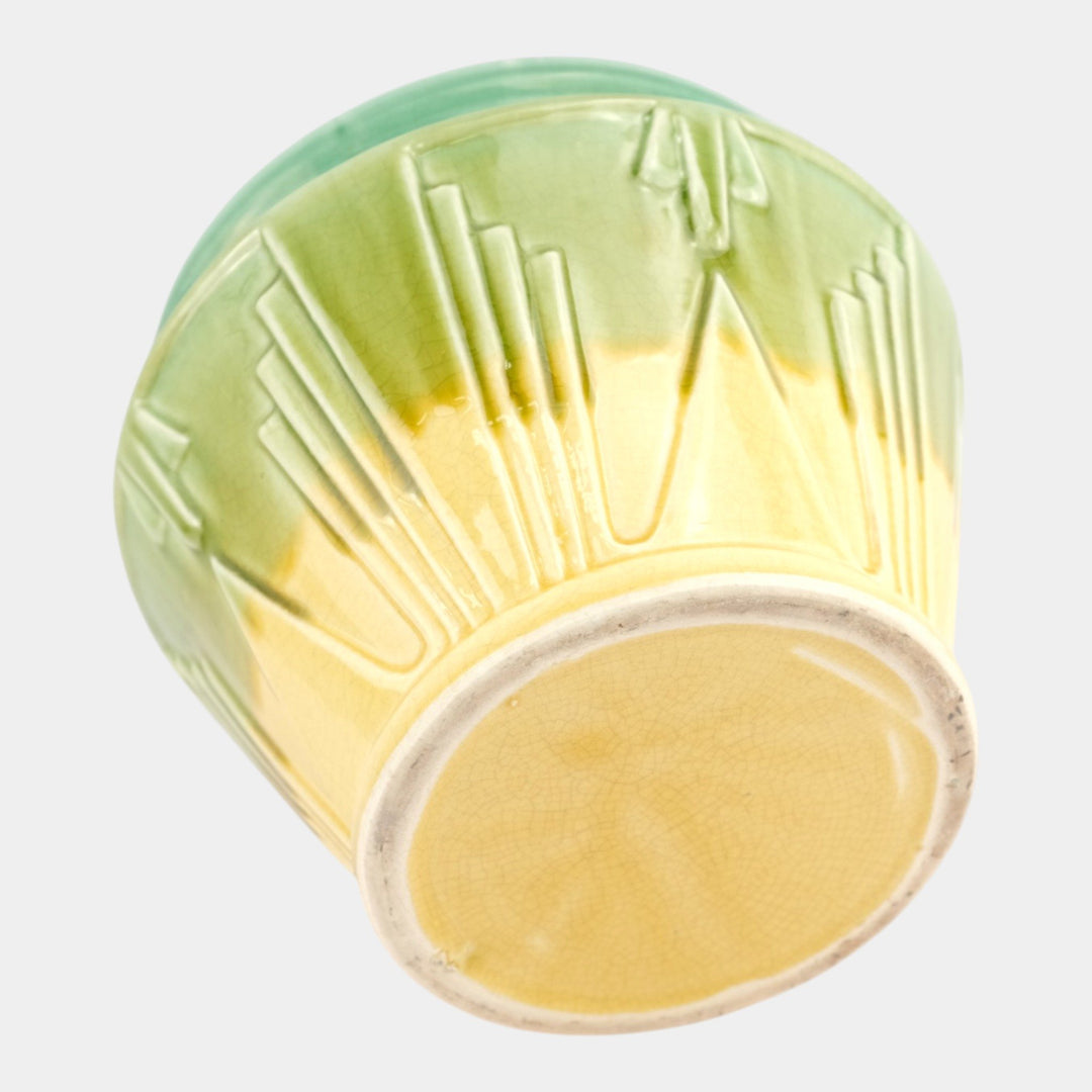 Brush McCoy Moderne Kolorkraft 1929 Art Deco Pottery Yellow Blended Jardiniere - Just Art Pottery