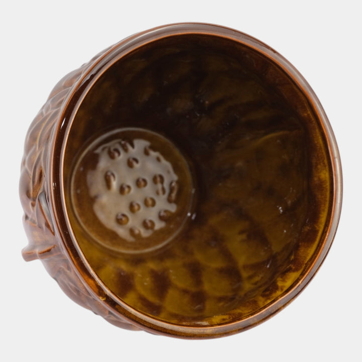 McCoy Diamond Quilted Mid Century Modern Pottery Brown Jardiniere Planter - Just Art Pottery