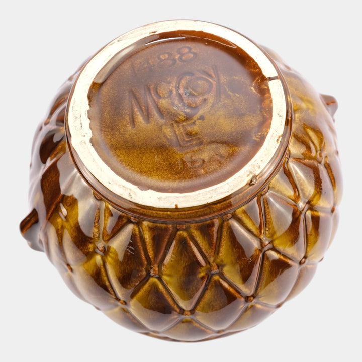 McCoy Diamond Quilted Mid Century Modern Pottery Brown Jardiniere Planter - Just Art Pottery