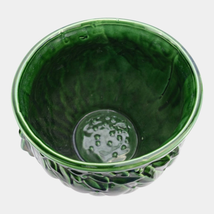McCoy 1954 Vintage Art Pottery Dark Green Quilted Ceramic Jardiniere Planter - Just Art Pottery