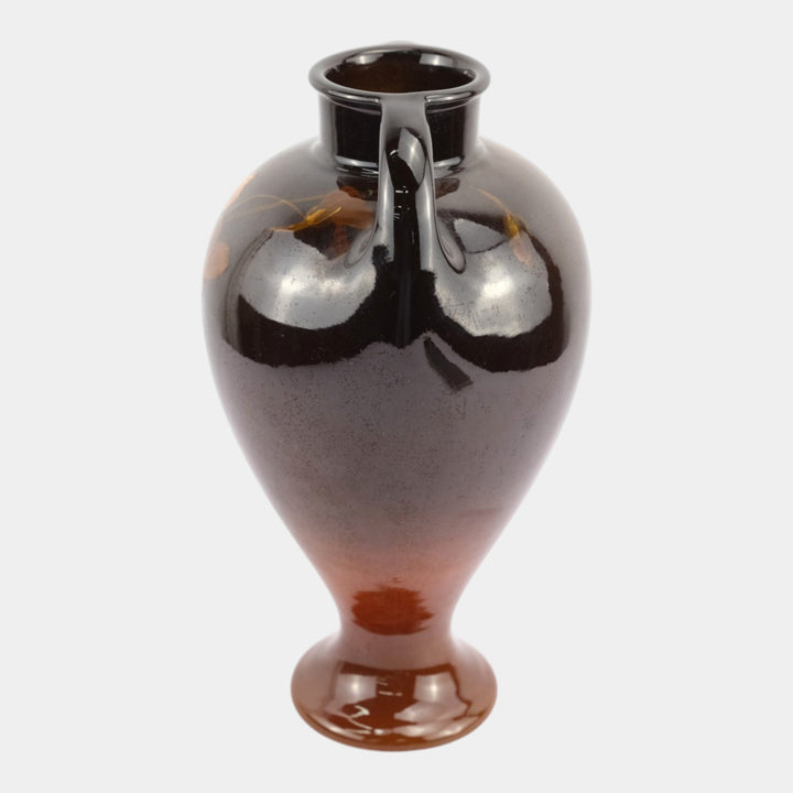 Weller Louwelsa 1900s Art Pottery Brown Double Handled Floral Vase Roberts - Just Art Pottery
