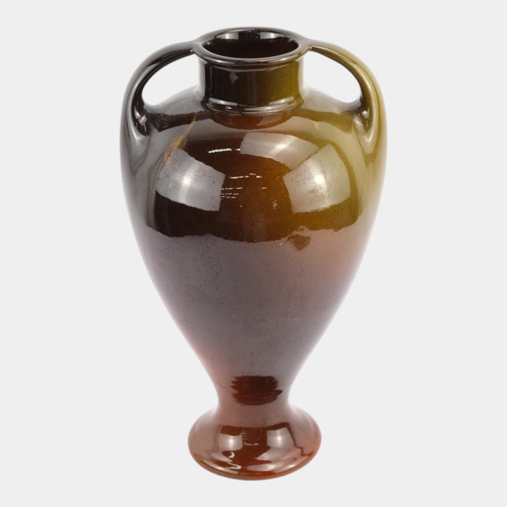 Weller Louwelsa 1900s Art Pottery Brown Double Handled Floral Vase Roberts - Just Art Pottery