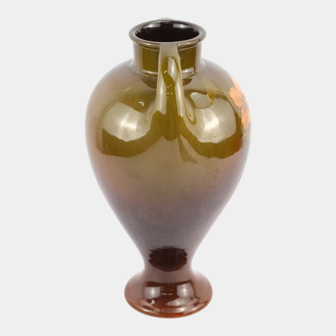 Weller Louwelsa 1900s Art Pottery Brown Double Handled Floral Vase Roberts - Just Art Pottery