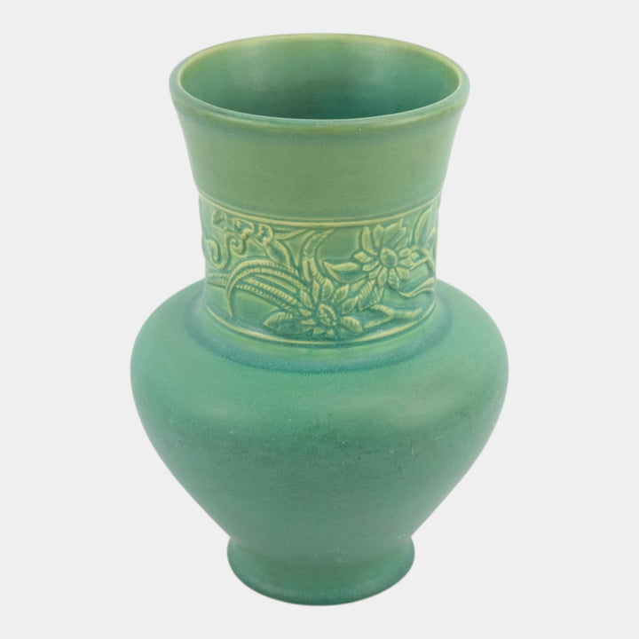 Weller Breton 1920s Arts And Crafts Pottery Matte Green Sunflowers Ceramic Vase - Just Art Pottery