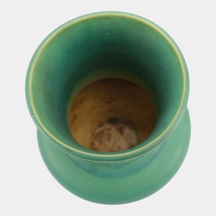 Weller Breton 1920s Arts And Crafts Pottery Matte Green Sunflowers Ceramic Vase - Just Art Pottery