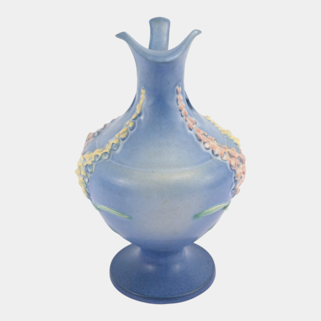 Roseville Foxglove Blue 1942 Mid Century Modern Pottery Ceramic Ewer 5-10 - Just Art Pottery