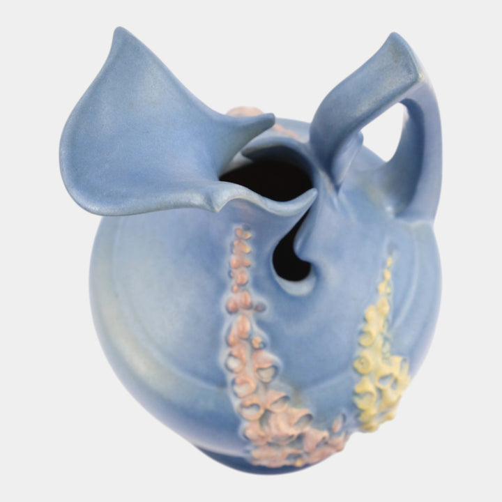 Roseville Foxglove Blue 1942 Mid Century Modern Pottery Ceramic Ewer 5-10 - Just Art Pottery