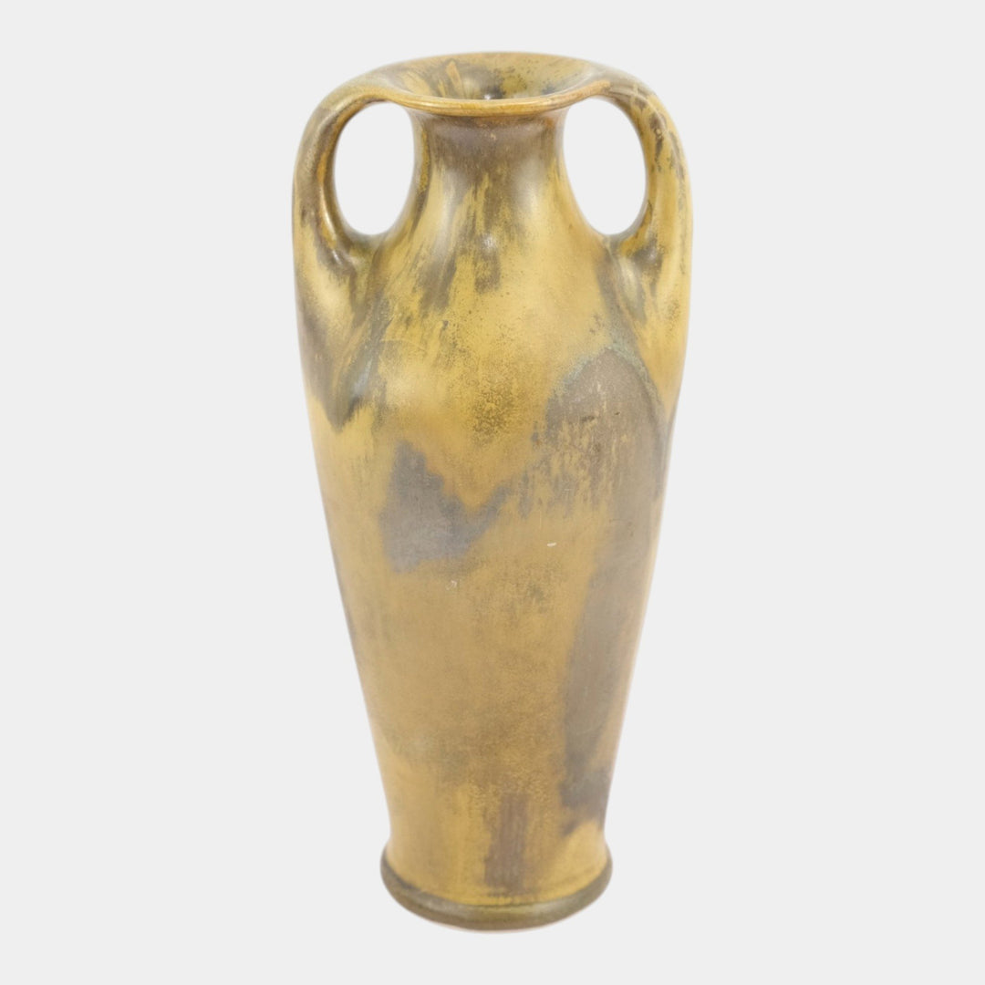 Red Wing Nokomis 1930s Vintage Art Pottery Mottled Green Ceramic Handled Vase - Just Art Pottery