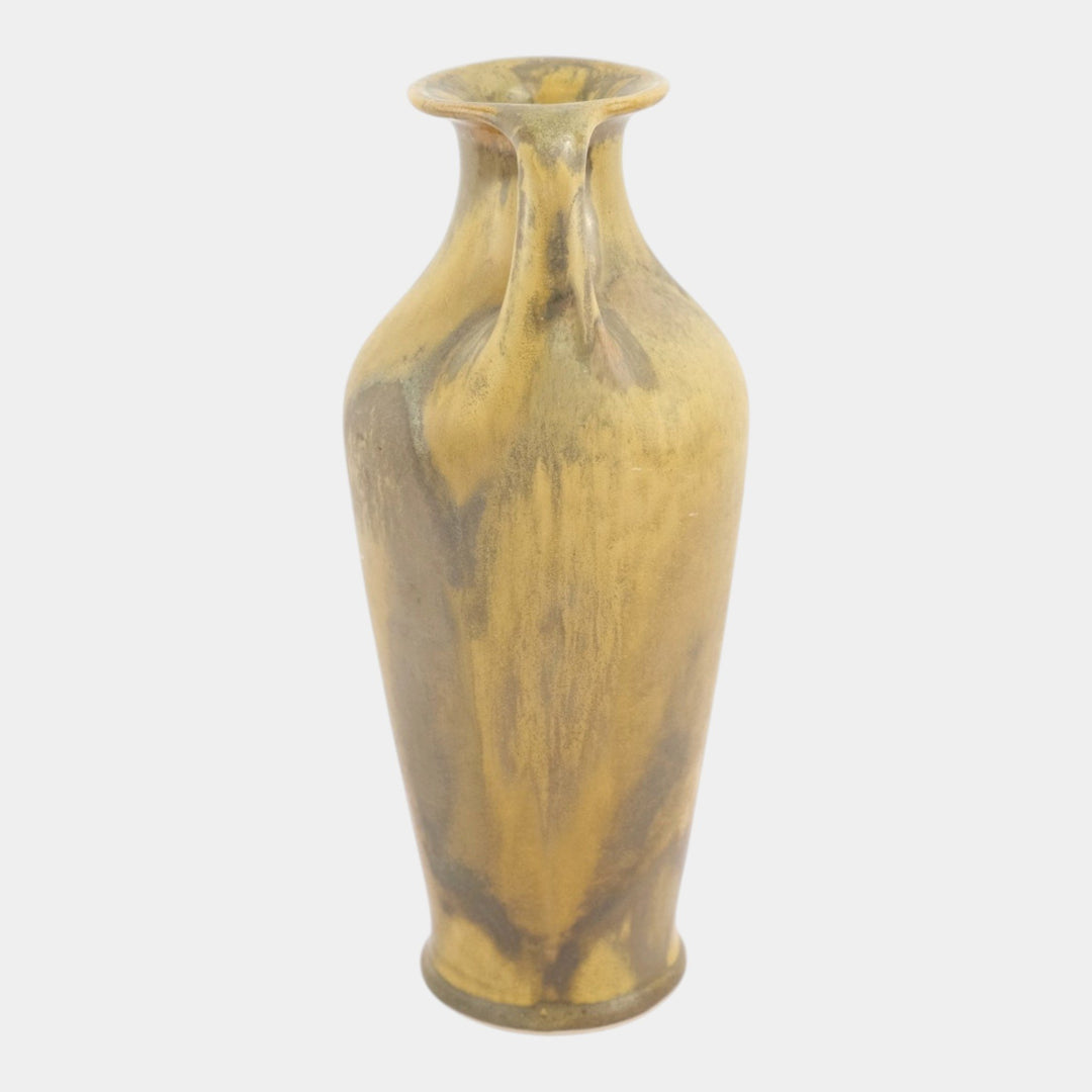 Red Wing Nokomis 1930s Vintage Art Pottery Mottled Green Ceramic Handled Vase - Just Art Pottery