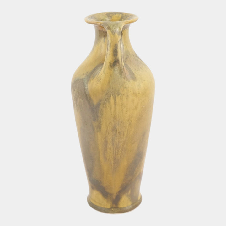 Red Wing Nokomis 1930s Vintage Art Pottery Mottled Green Ceramic Handled Vase - Just Art Pottery
