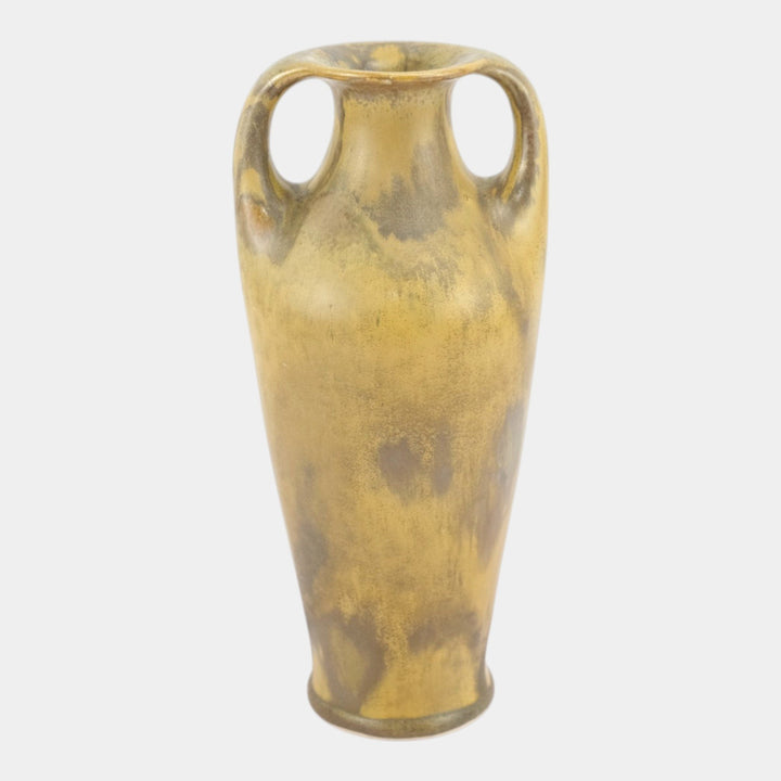 Red Wing Nokomis 1930s Vintage Art Pottery Mottled Green Ceramic Handled Vase - Just Art Pottery