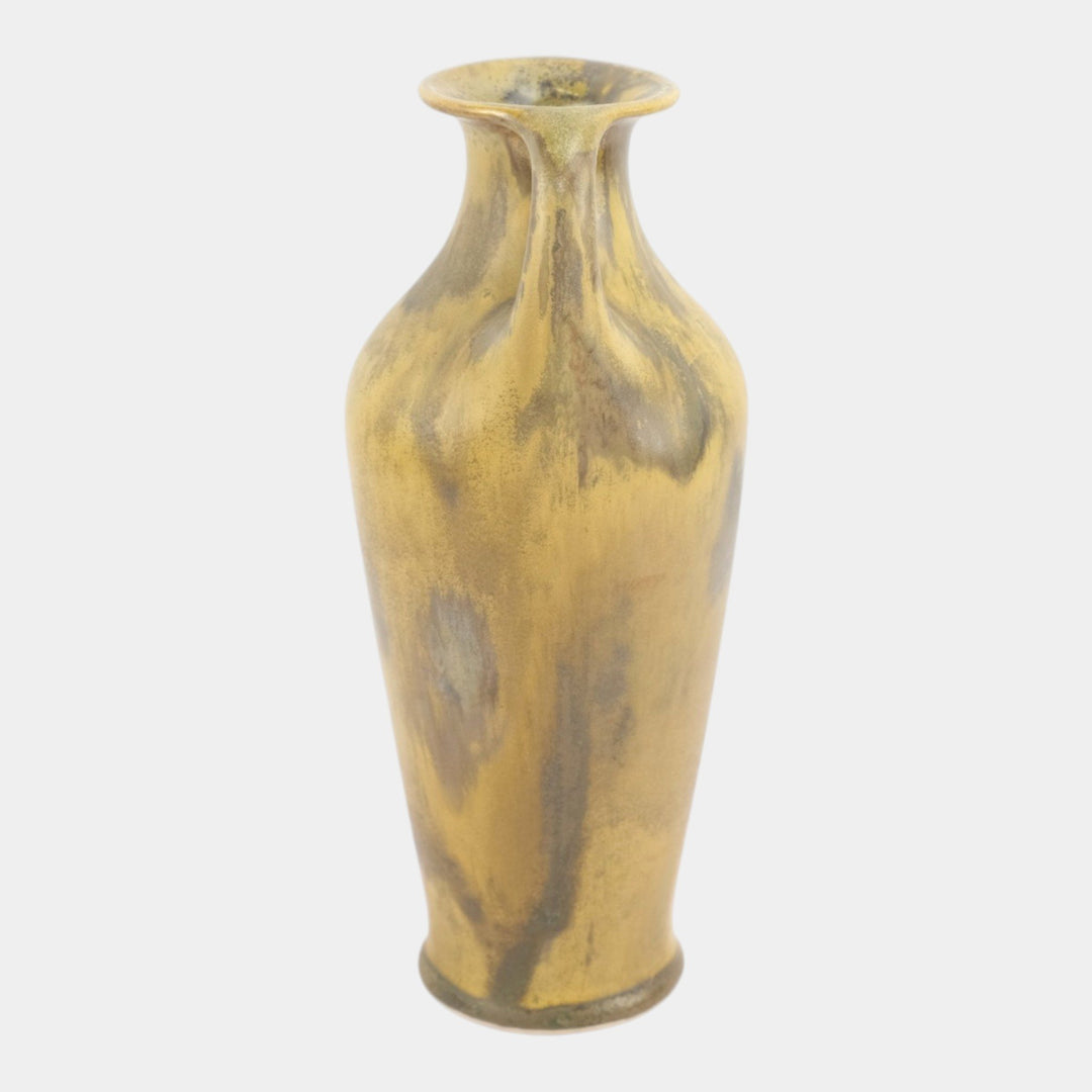Red Wing Nokomis 1930s Vintage Art Pottery Mottled Green Ceramic Handled Vase - Just Art Pottery