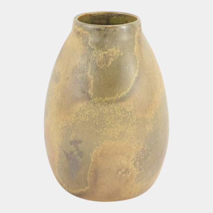 Red Wing 1930s Vintage Art Pottery Nokomis Olive Green Brown Ceramic Vase 206 - Just Art Pottery