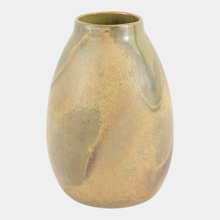 Red Wing 1930s Vintage Art Pottery Nokomis Olive Green Brown Ceramic Vase 206 - Just Art Pottery