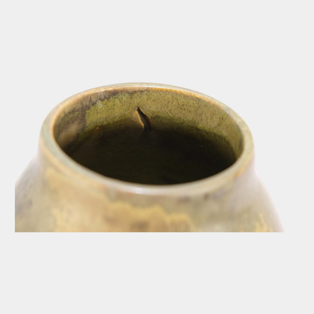 Red Wing 1930s Vintage Art Pottery Nokomis Olive Green Brown Ceramic Vase 206 - Just Art Pottery