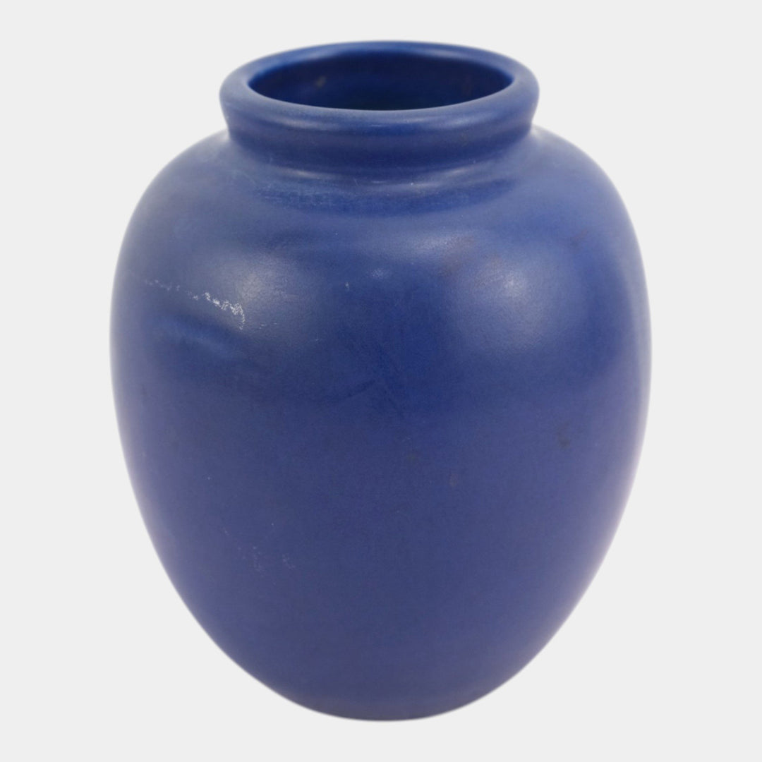 Weller Chase 1920s Vintage Pottery Equestrian Fox Hunt Blue Art Deco Scenic Vase - Just Art Pottery