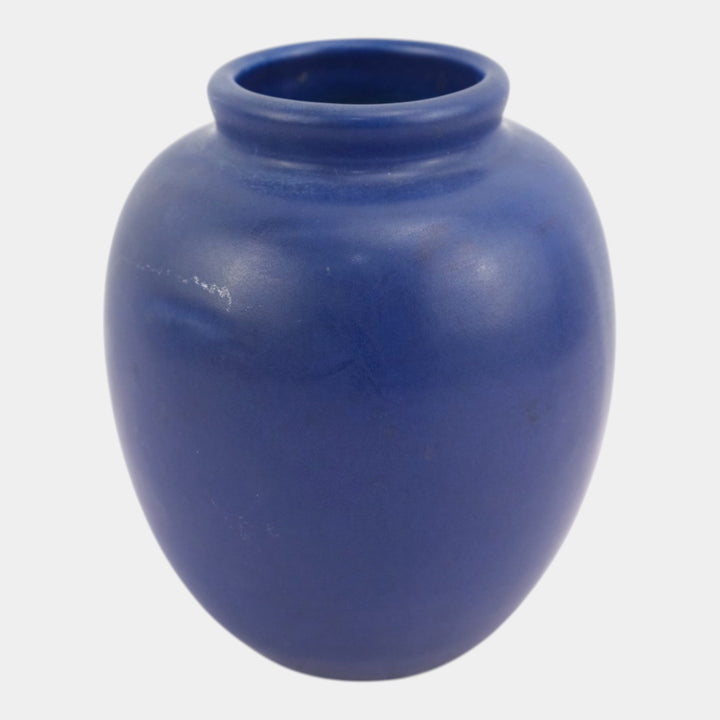Weller Chase 1920s Vintage Pottery Equestrian Fox Hunt Blue Art Deco Scenic Vase - Just Art Pottery