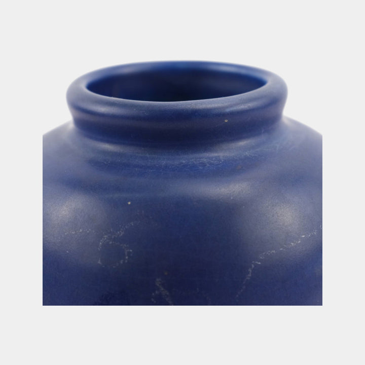 Weller Chase 1920s Vintage Pottery Equestrian Fox Hunt Blue Art Deco Scenic Vase - Just Art Pottery