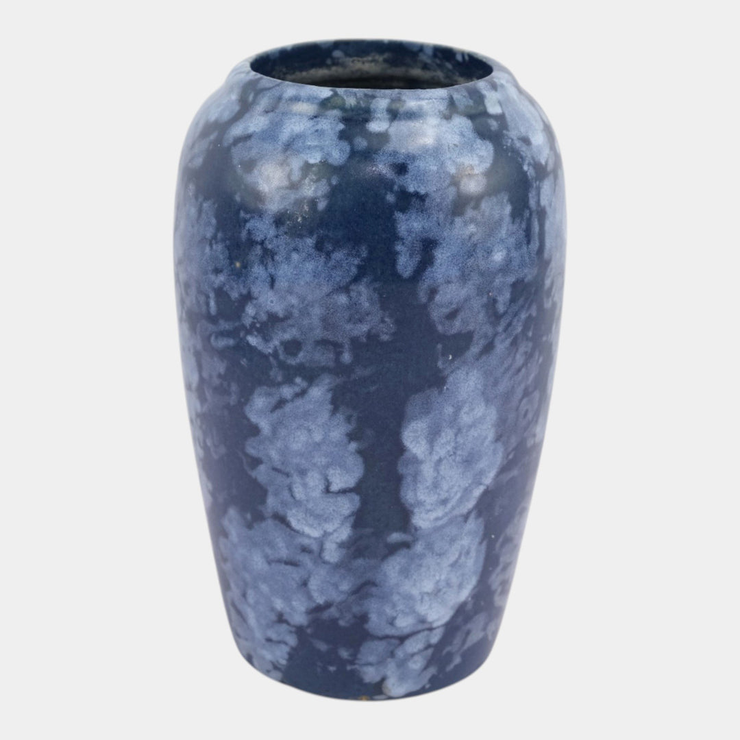 Brush McCoy Art Pottery Mottled Blue Art Deco Slightly Tapered Form Ceramic Vase - Just Art Pottery