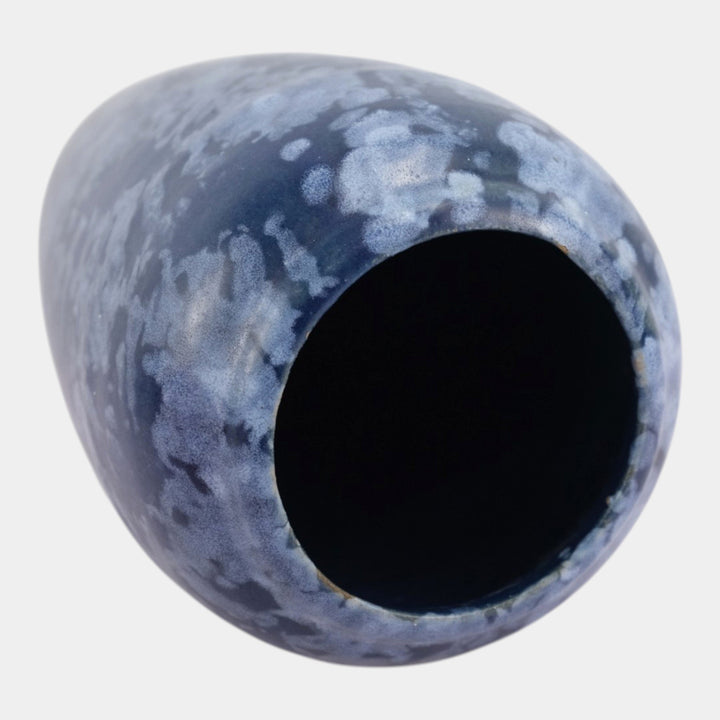 Brush McCoy Art Pottery Mottled Blue Art Deco Slightly Tapered Form Ceramic Vase - Just Art Pottery