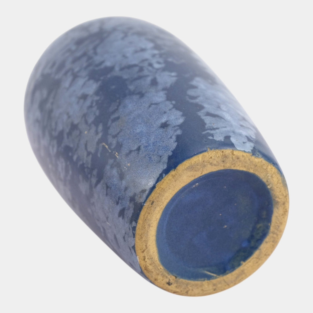 Brush McCoy Art Pottery Mottled Blue Art Deco Slightly Tapered Form Ceramic Vase - Just Art Pottery
