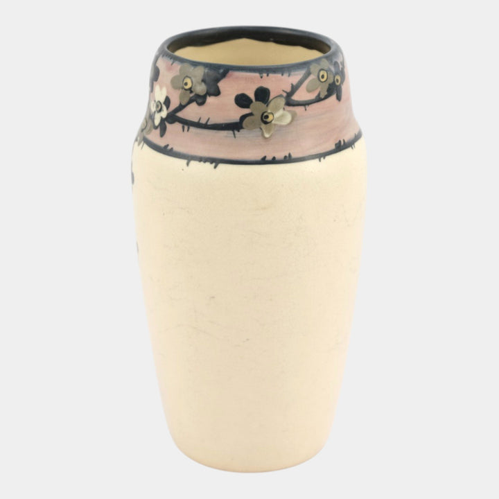 Weller Hudson 1920s Vintage Art Pottery Hand Painted White Floral Ceramic Vase - Just Art Pottery