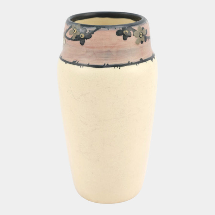 Weller Hudson 1920s Vintage Art Pottery Hand Painted White Floral Ceramic Vase - Just Art Pottery